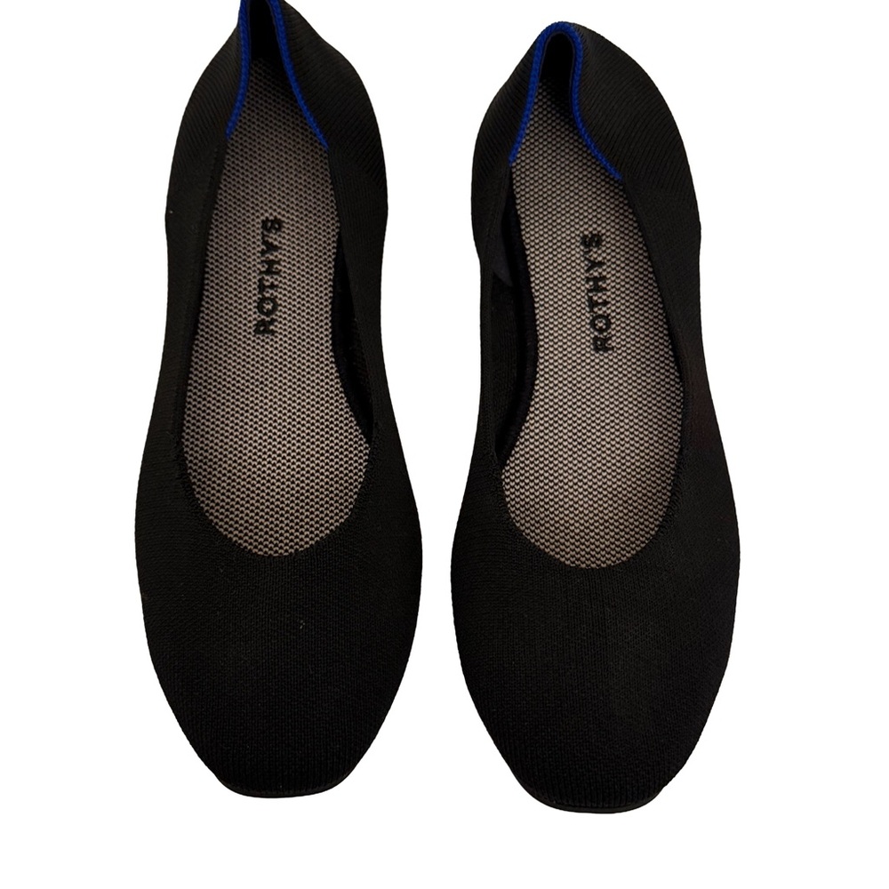 Rothy's Black Loafers with Blue Edge